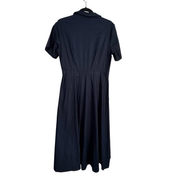 NWT Reformation ISADORA navy blue midi length short sleeve full wrap Size 10 - Picture 14 of 15